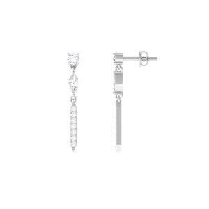 1 CT Marquise and Round Shape Zircon Dangle Earrings