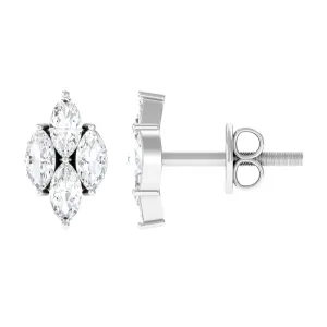 1 CT Marquise Zircon Gold Stud Earrings in Prong Setting