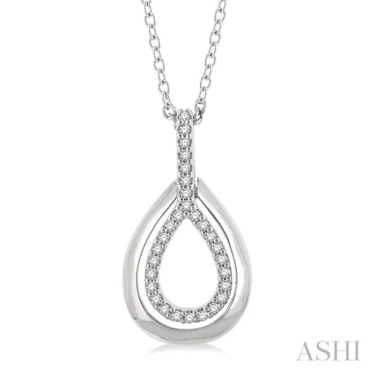 1/10 ctw Petite Pear Shape Round Cut Diamond Fashion Pendant With Chain in 10K White Gold