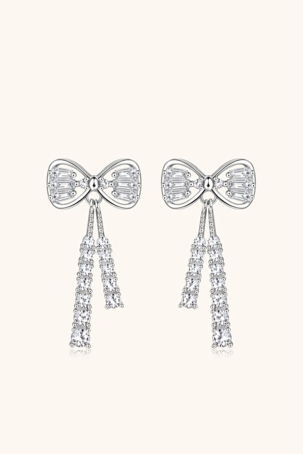 1.12 Carat Moissanite 925 Sterling Silver Bow Earrings