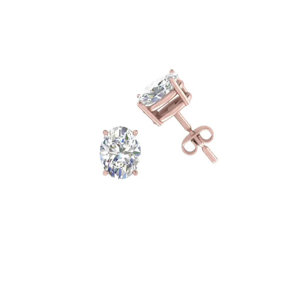 1/2 To 5 Ctw Oval Basket Prong Lab Diamond Stud Earring 14K Gold