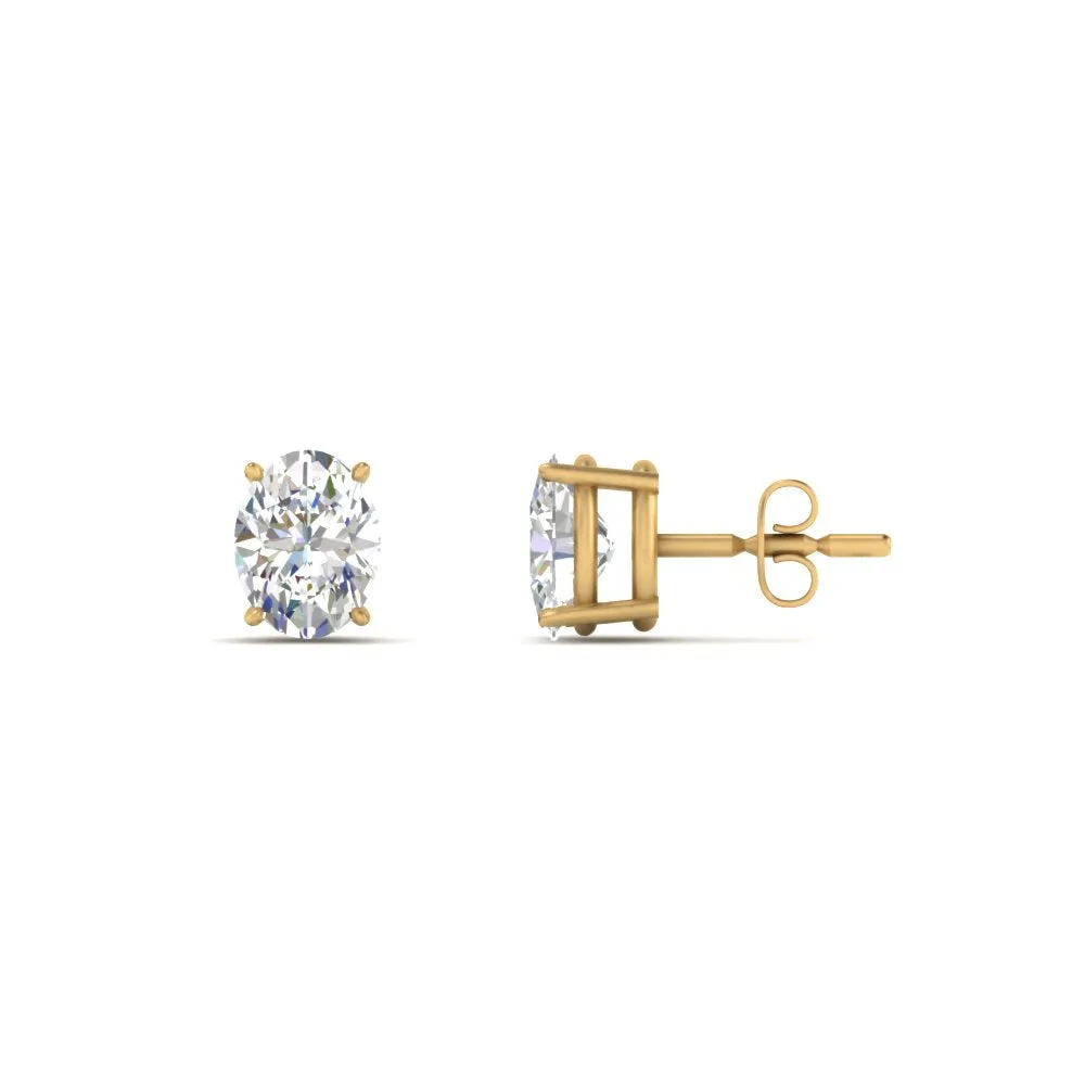 1/2 To 5 Ctw Oval Basket Prong Lab Diamond Stud Earring 14K Gold