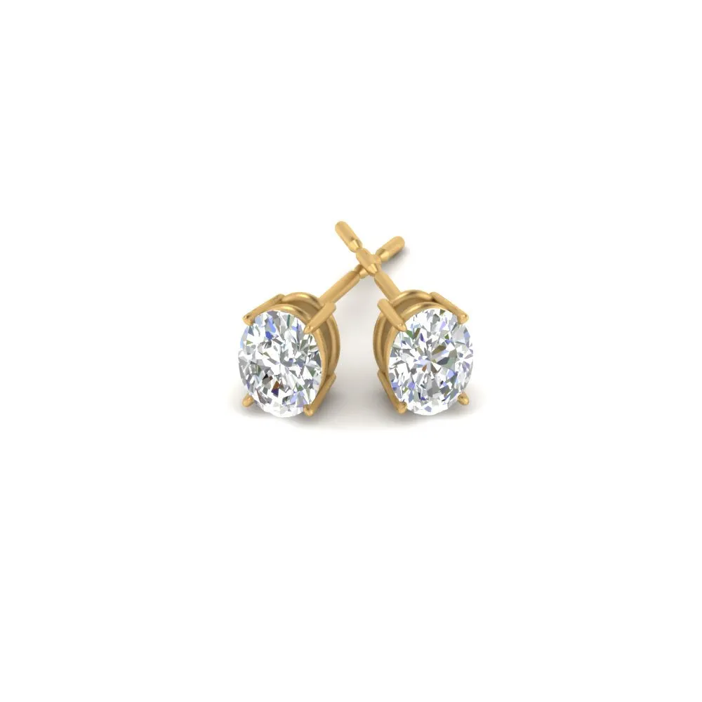 1/2 To 5 Ctw Oval Basket Prong Lab Diamond Stud Earring 14K Gold