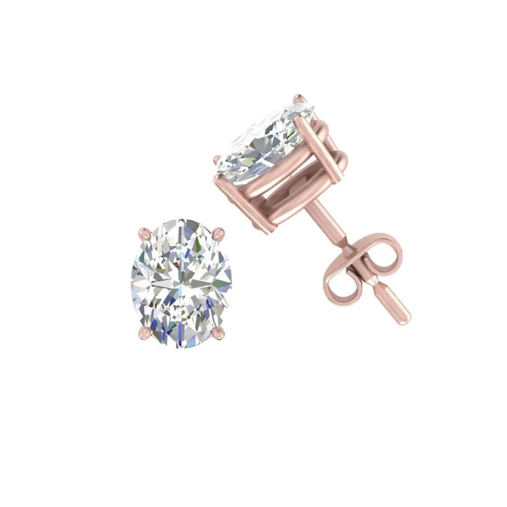 1/2 To 5 Ctw Oval Basket Prong Lab Diamond Stud Earring 14K Gold