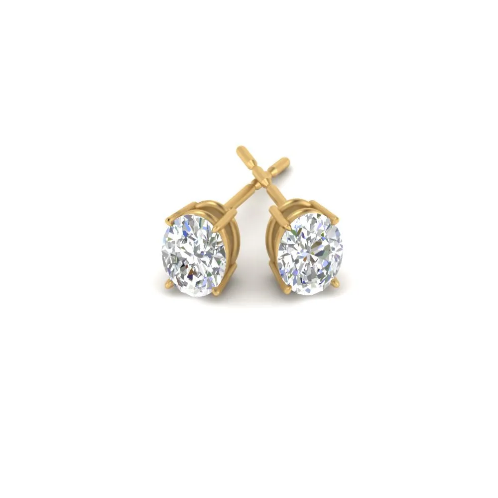 1/2 To 5 Ctw Oval Basket Prong Lab Diamond Stud Earring 14K Gold