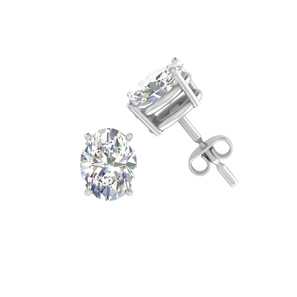 1/2 To 5 Ctw Oval Basket Prong Lab Diamond Stud Earring 14K Gold