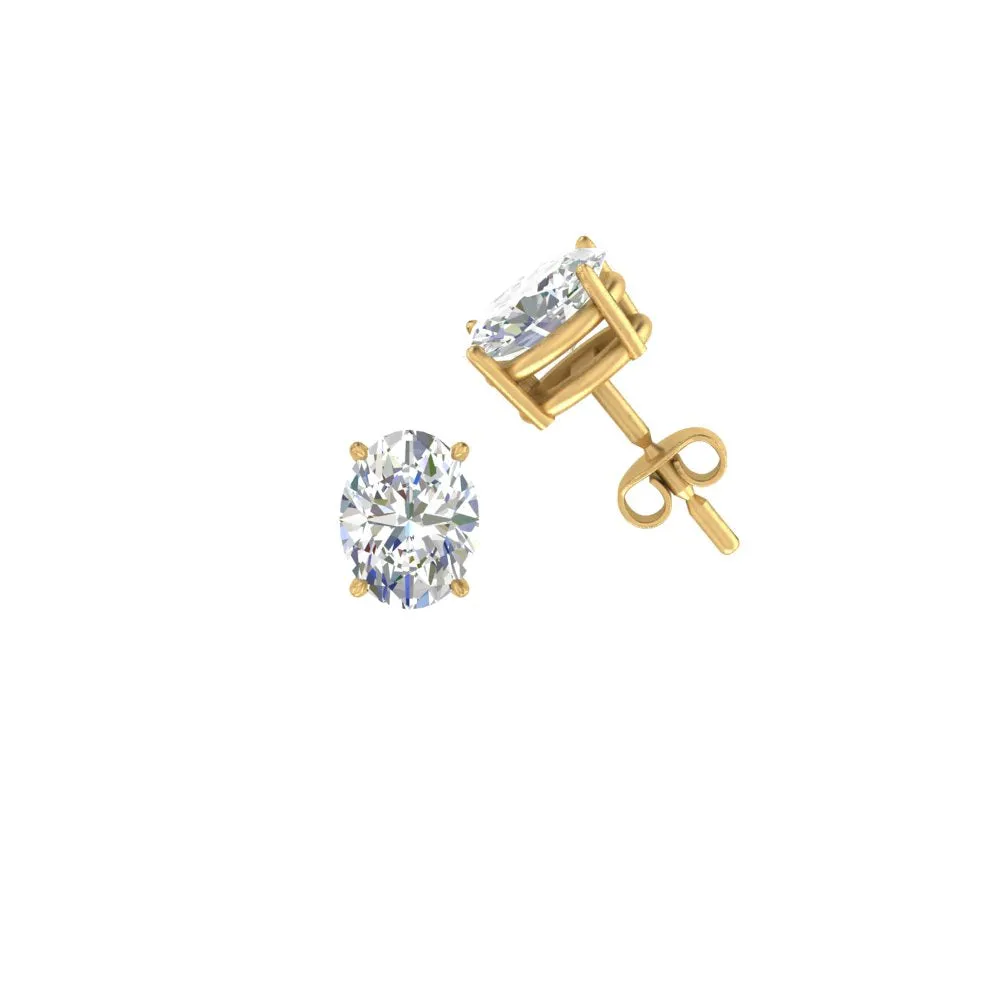 1/2 To 5 Ctw Oval Basket Prong Lab Diamond Stud Earring 14K Gold