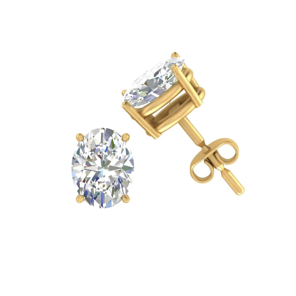 1/2 To 5 Ctw Oval Basket Prong Lab Diamond Stud Earring 14K Gold