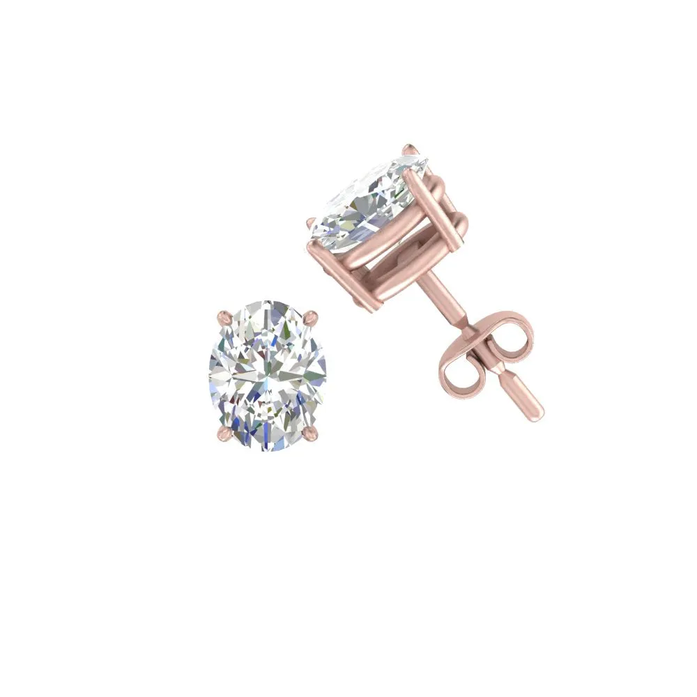 1/2 To 5 Ctw Oval Basket Prong Lab Diamond Stud Earring 14K Gold