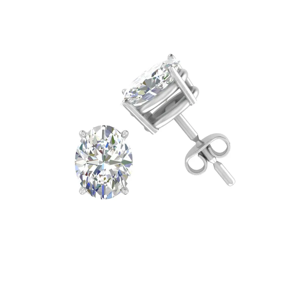 1/2 To 5 Ctw Oval Basket Prong Lab Diamond Stud Earring 14K Gold