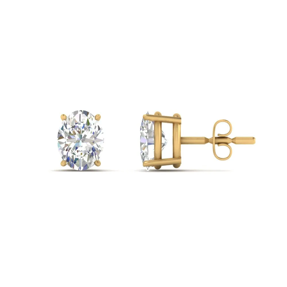 1/2 To 5 Ctw Oval Basket Prong Lab Diamond Stud Earring 14K Gold