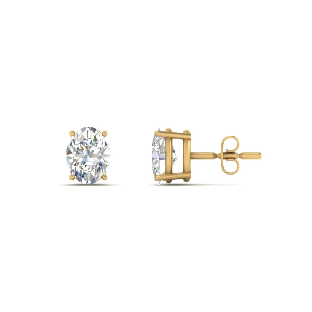 1/2 To 5 Ctw Oval Basket Prong Lab Diamond Stud Earring 14K Gold