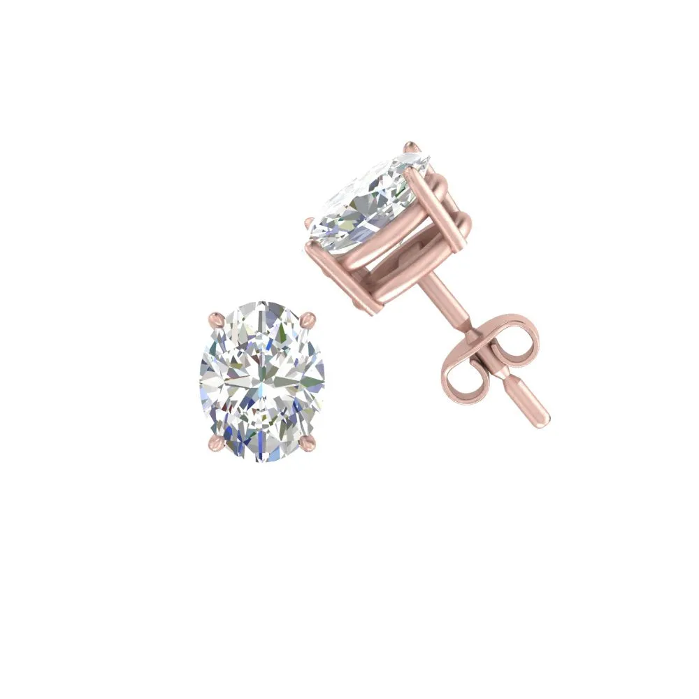 1/2 To 5 Ctw Oval Basket Prong Lab Diamond Stud Earring 14K Gold