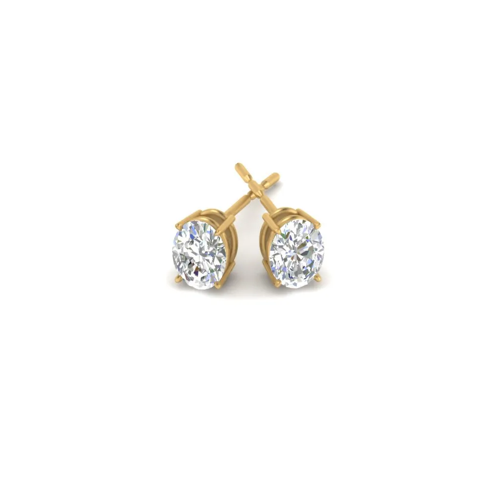 1/2 To 5 Ctw Oval Basket Prong Lab Diamond Stud Earring 14K Gold