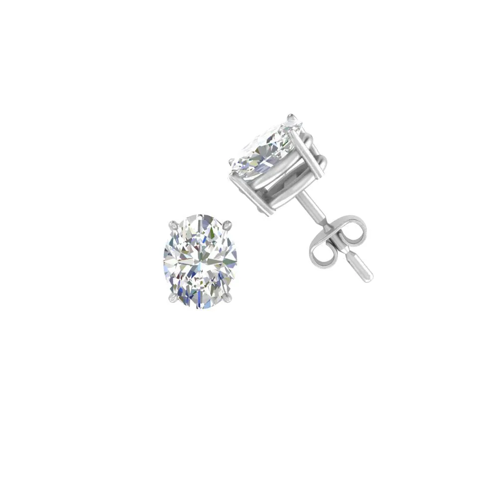 1/2 To 5 Ctw Oval Basket Prong Lab Diamond Stud Earring 14K Gold