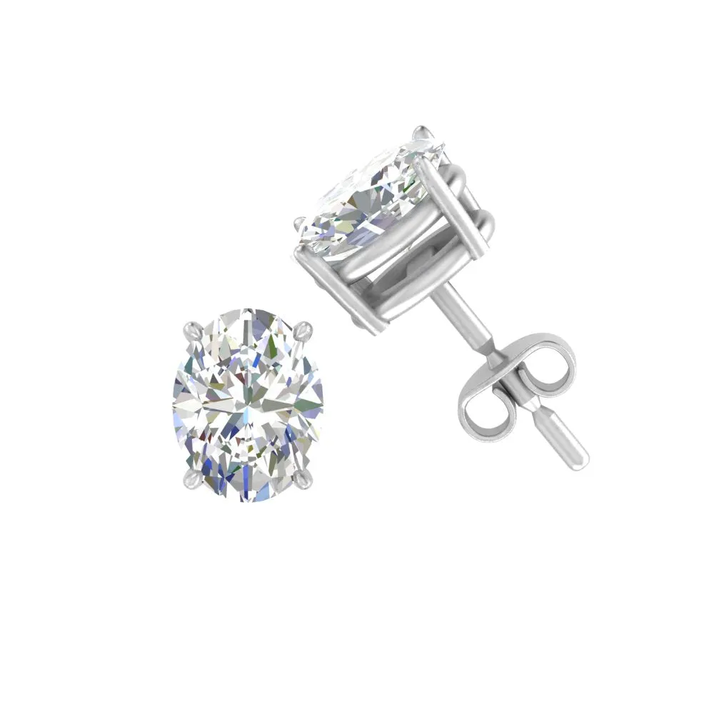 1/2 To 5 Ctw Oval Basket Prong Lab Diamond Stud Earring 14K Gold