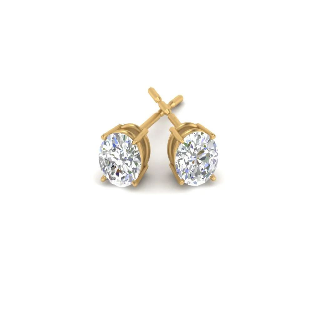 1/2 To 5 Ctw Oval Basket Prong Lab Diamond Stud Earring 14K Gold