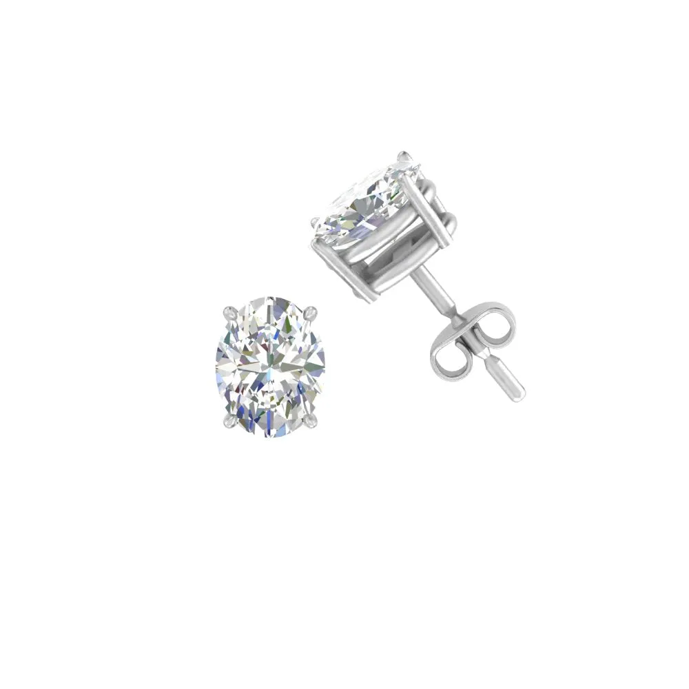 1/2 To 5 Ctw Oval Basket Prong Lab Diamond Stud Earring 14K Gold