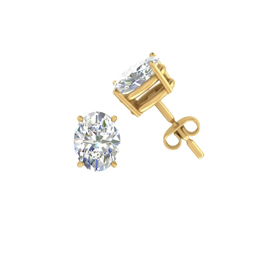 1/2 To 5 Ctw Oval Basket Prong Lab Diamond Stud Earring 14K Gold