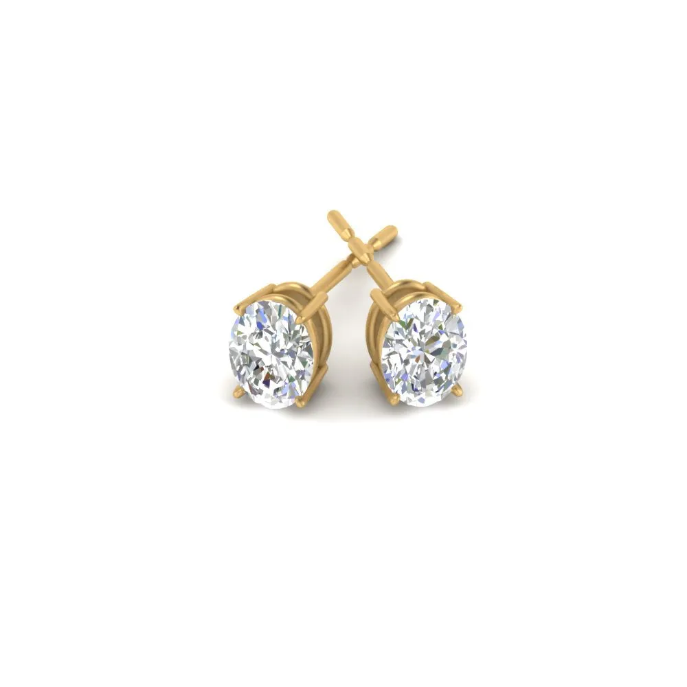 1/2 To 5 Ctw Oval Basket Prong Lab Diamond Stud Earring 14K Gold