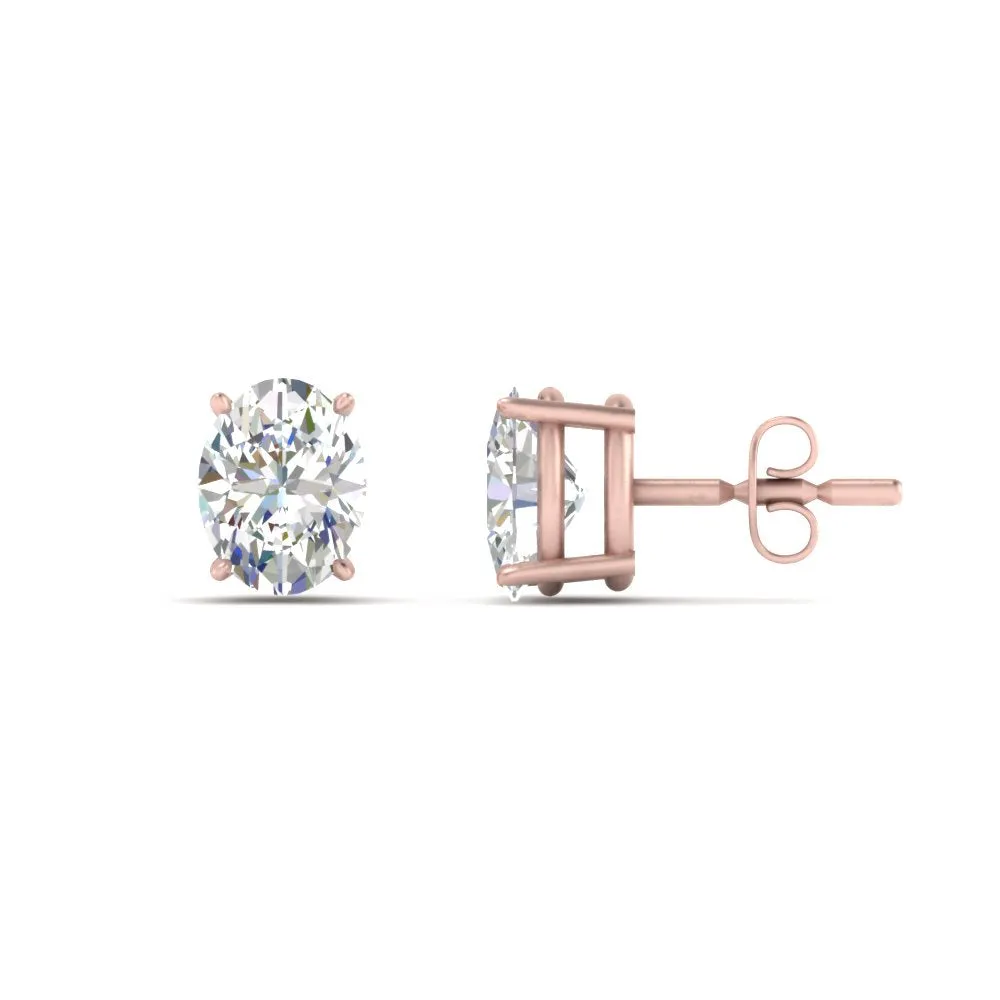 1/2 To 5 Ctw Oval Basket Prong Lab Diamond Stud Earring 14K Gold