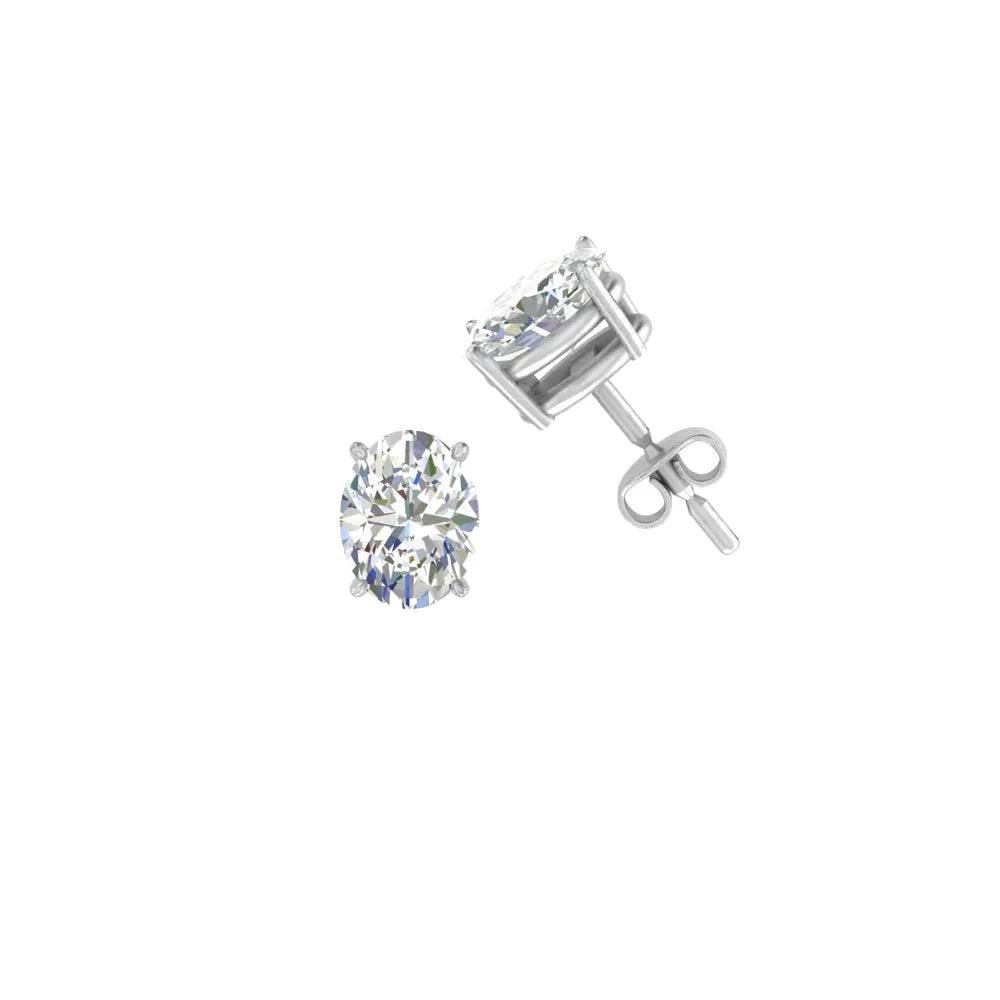 1/2 To 5 Ctw Oval Basket Prong Lab Diamond Stud Earring 14K Gold