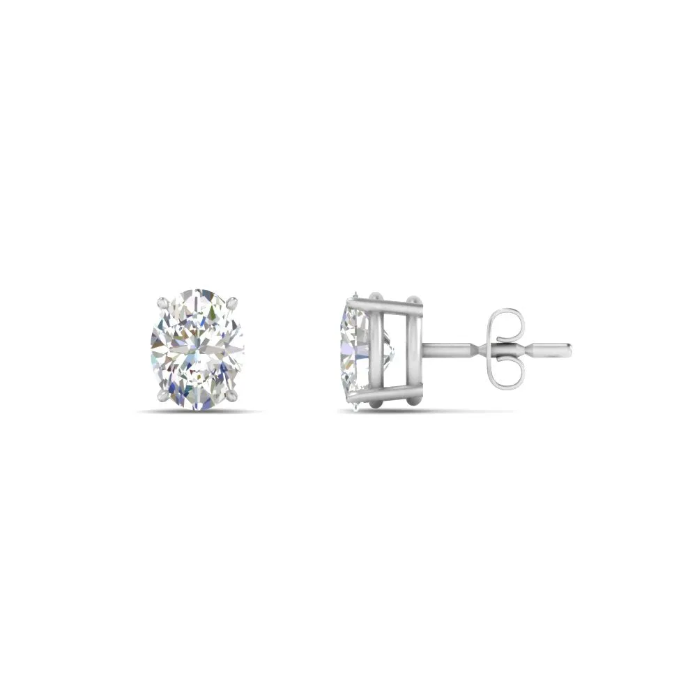 1/2 To 5 Ctw Oval Basket Prong Lab Diamond Stud Earring 14K Gold