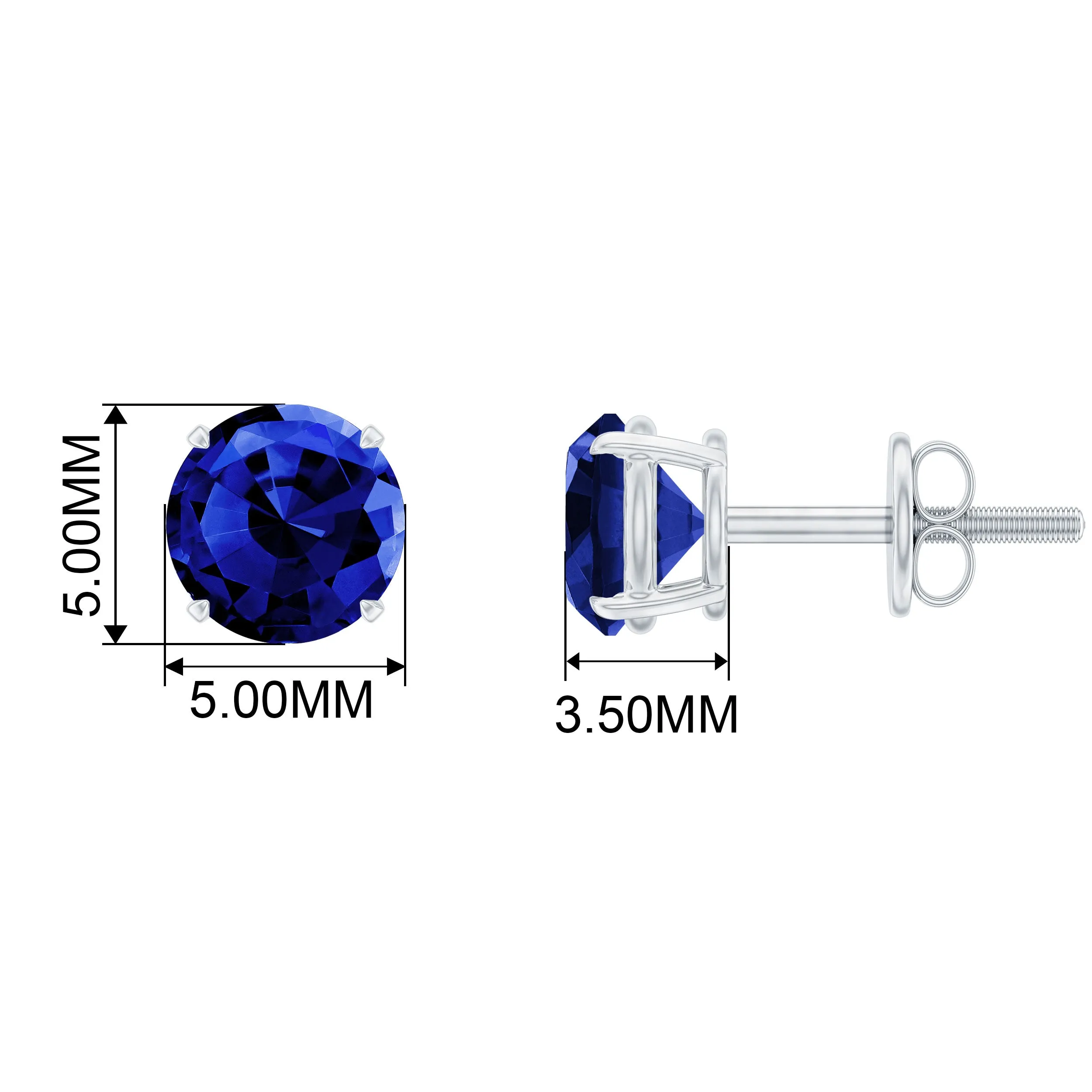 1.25 CT Round Created Blue Sapphire Solitaire Stud Earrings