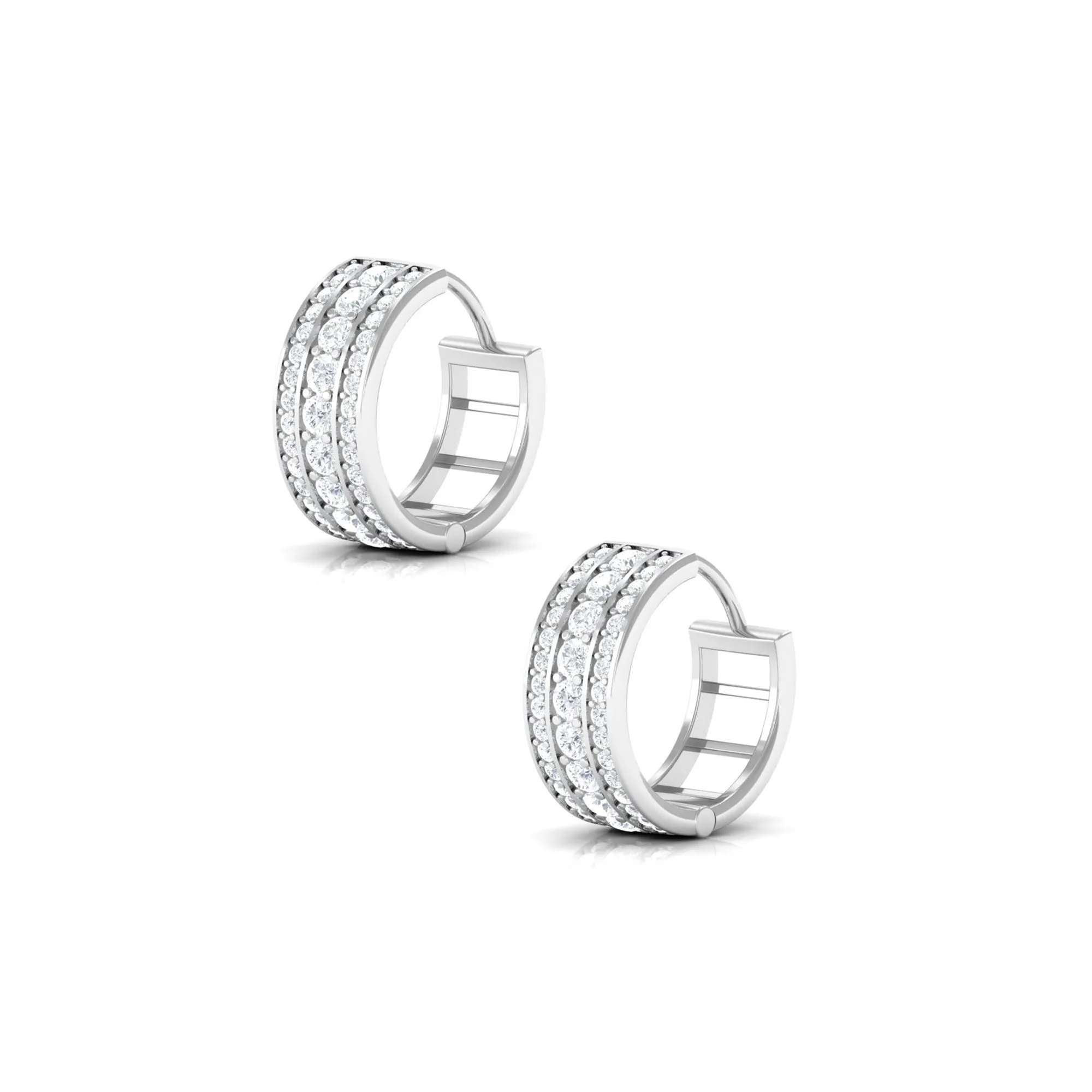 1.25 CT Round Cut Cubic Zirconia Small Hoop Earrings in Gold