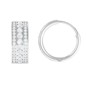 1.25 CT Round Cut Cubic Zirconia Small Hoop Earrings in Gold