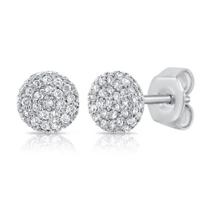 14k Gold & Diamond Circle Disc Stud Earrings - 0.33ct