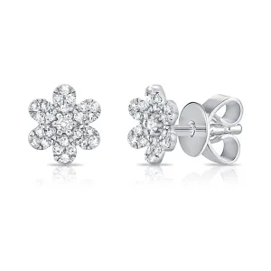 14k Gold & Diamond Flower Earrings - 0.19ct