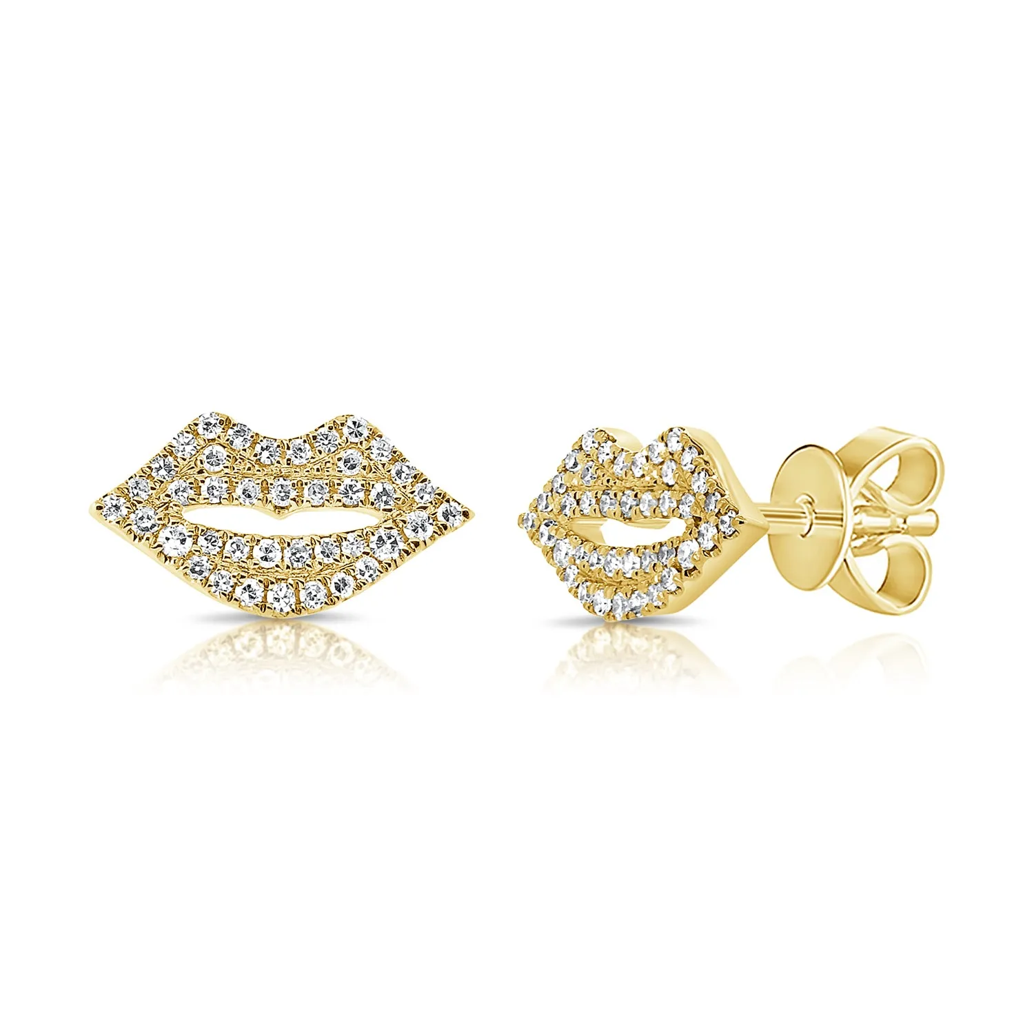 14k Gold & Diamond Lips Studs - 0.18ct