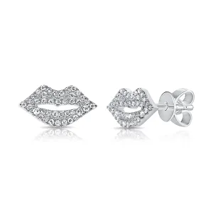 14k Gold & Diamond Lips Studs - 0.18ct