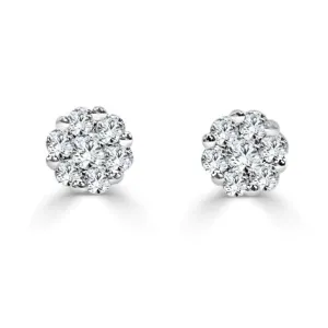 14k Gold & Diamond Stud Earrings - 1.08ct