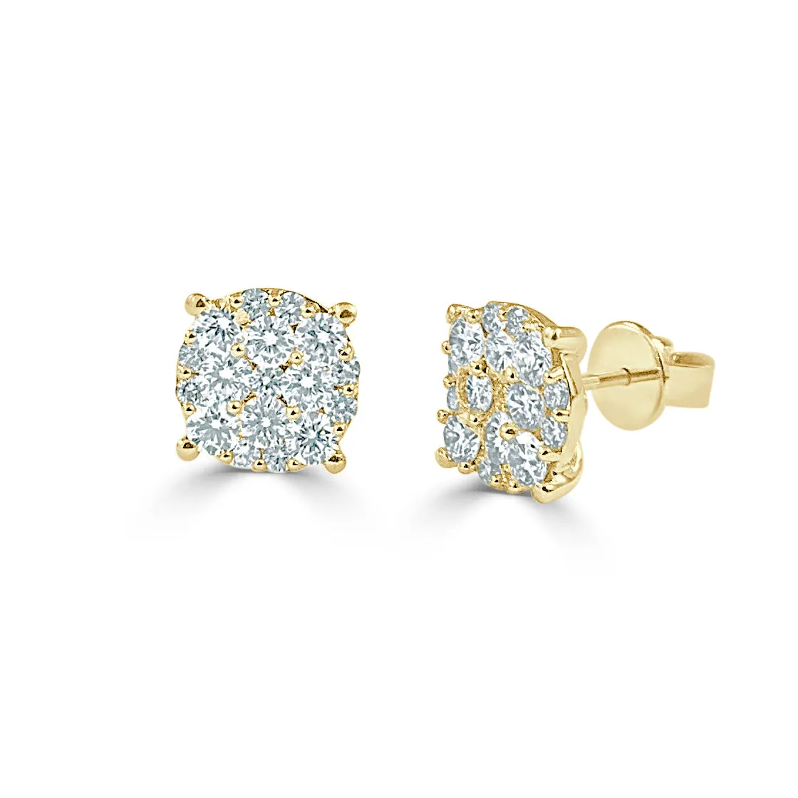 14k Gold & Diamond Stud Earrings - 1.39ct