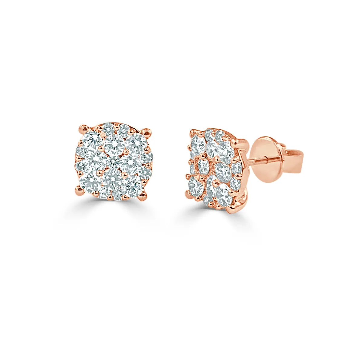 14k Gold & Diamond Stud Earrings - 1.39ct