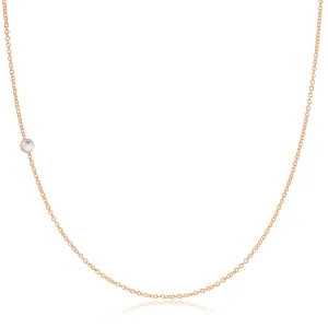 14K Gold Asymmetrical Birthstone Necklace - Moonstone (June)