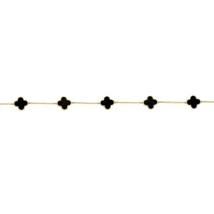 14K GOLD BLACK LARGE MEGAN CLOVER BRACELET