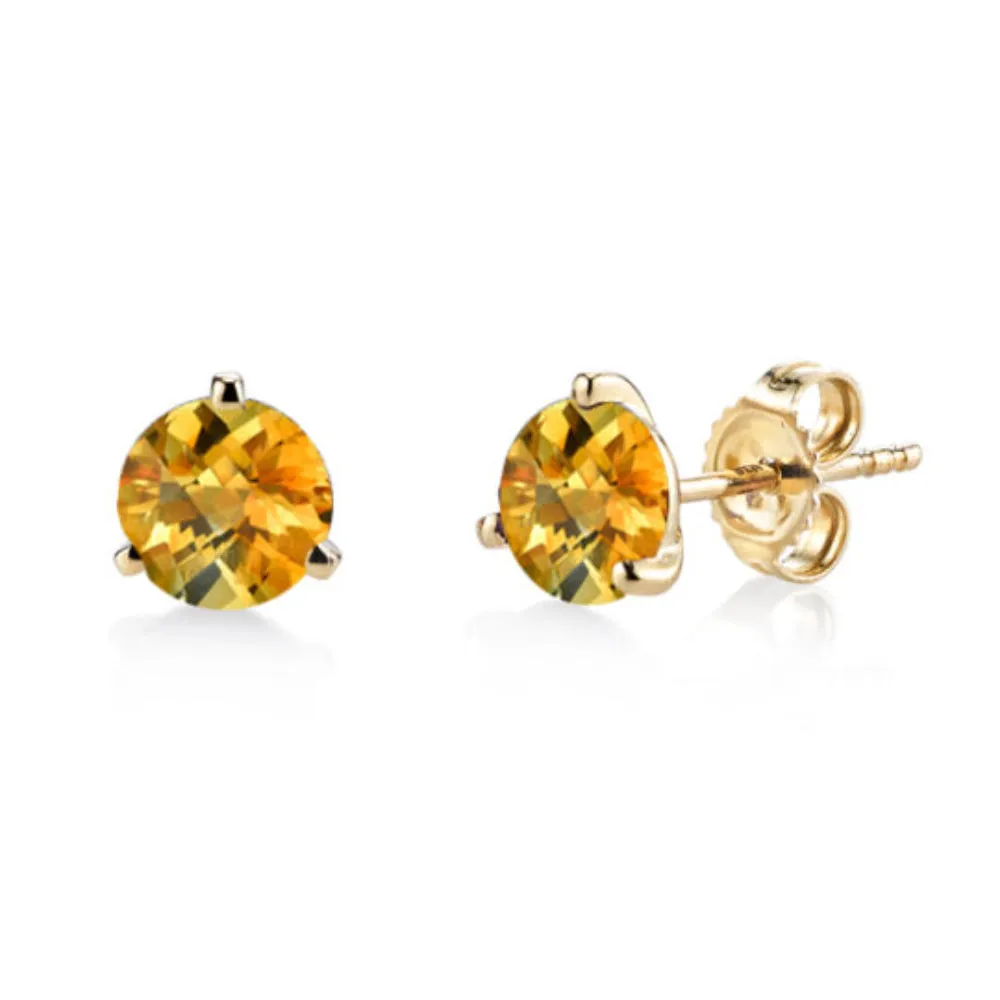 14k Gold Citrine Martini Stud Earrings