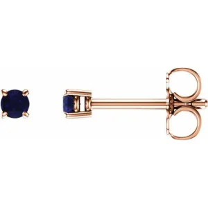 14K Rose 2.5 mm Lab-Grown Blue Sapphire Stud Earrings with Friction Post