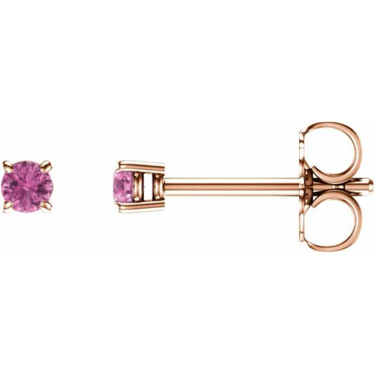 14K Rose 2.5 mm Natural Pink Sapphire Stud Earrings