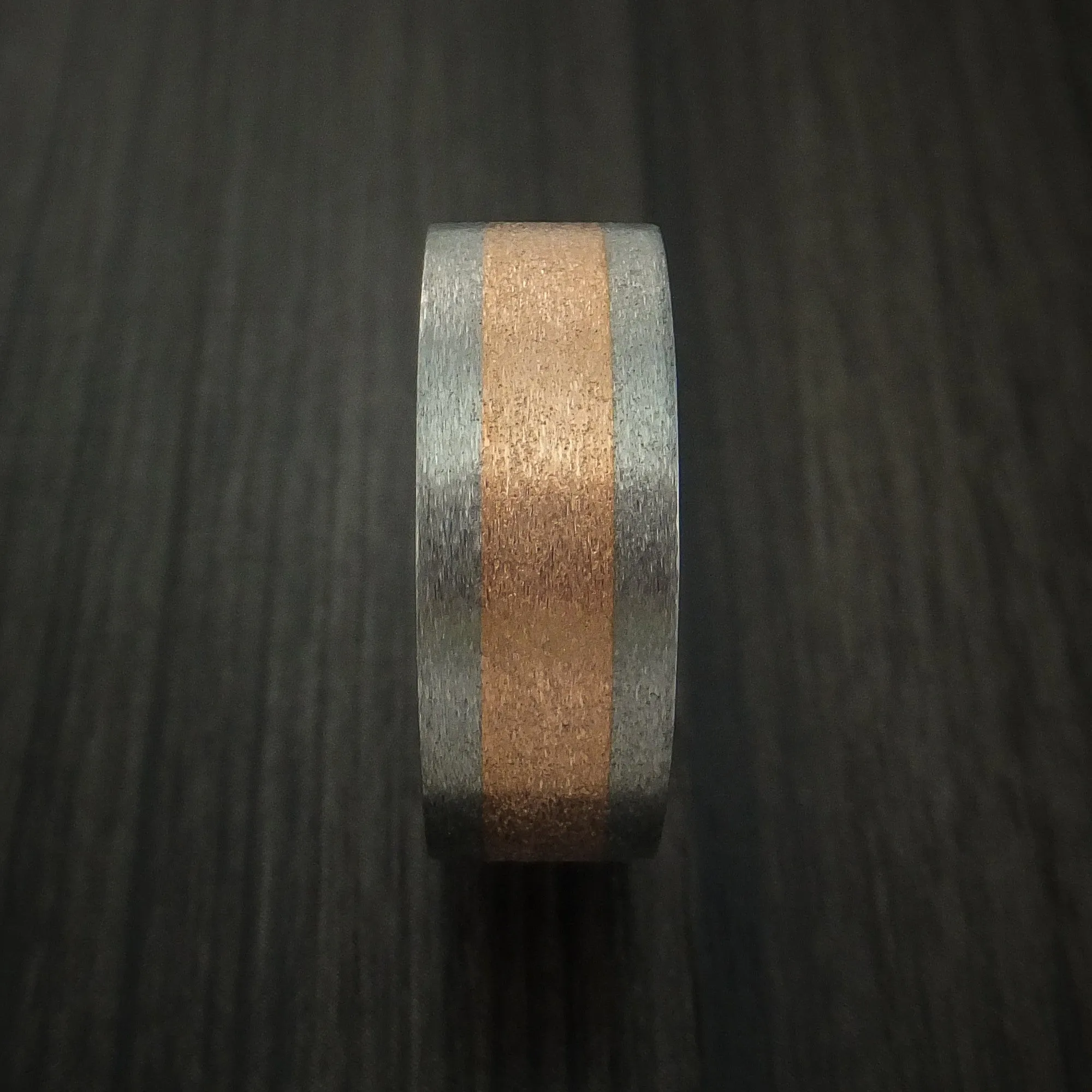 14k Rose Gold and Titanium Band Custom Made Men's Ring