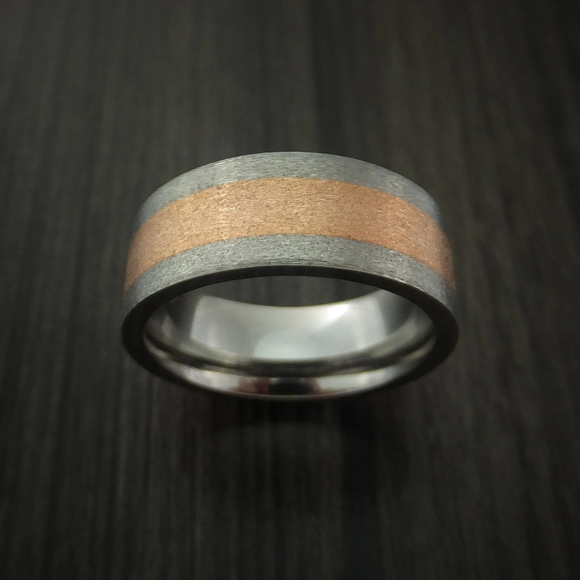 14k Rose Gold and Titanium Band Custom Made Men's Ring