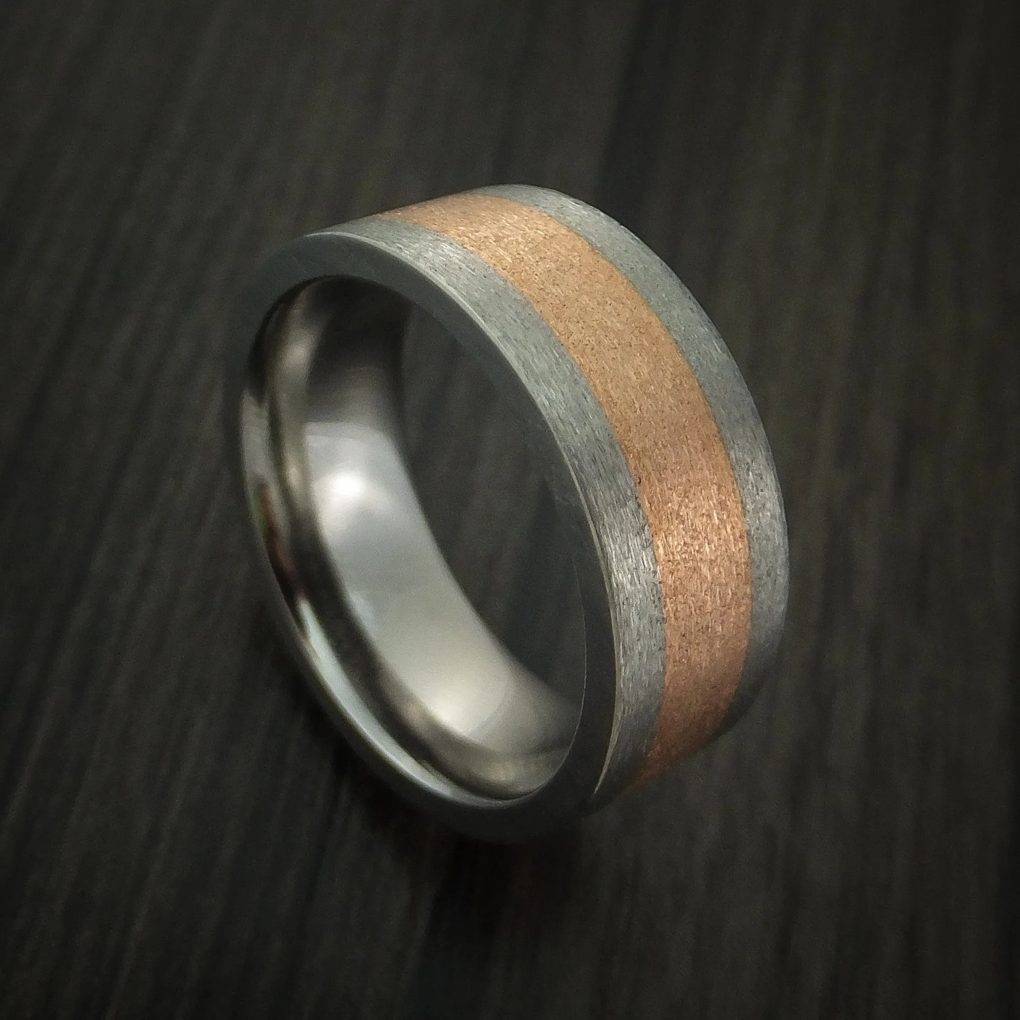 14k Rose Gold and Titanium Band Custom Made Men's Ring