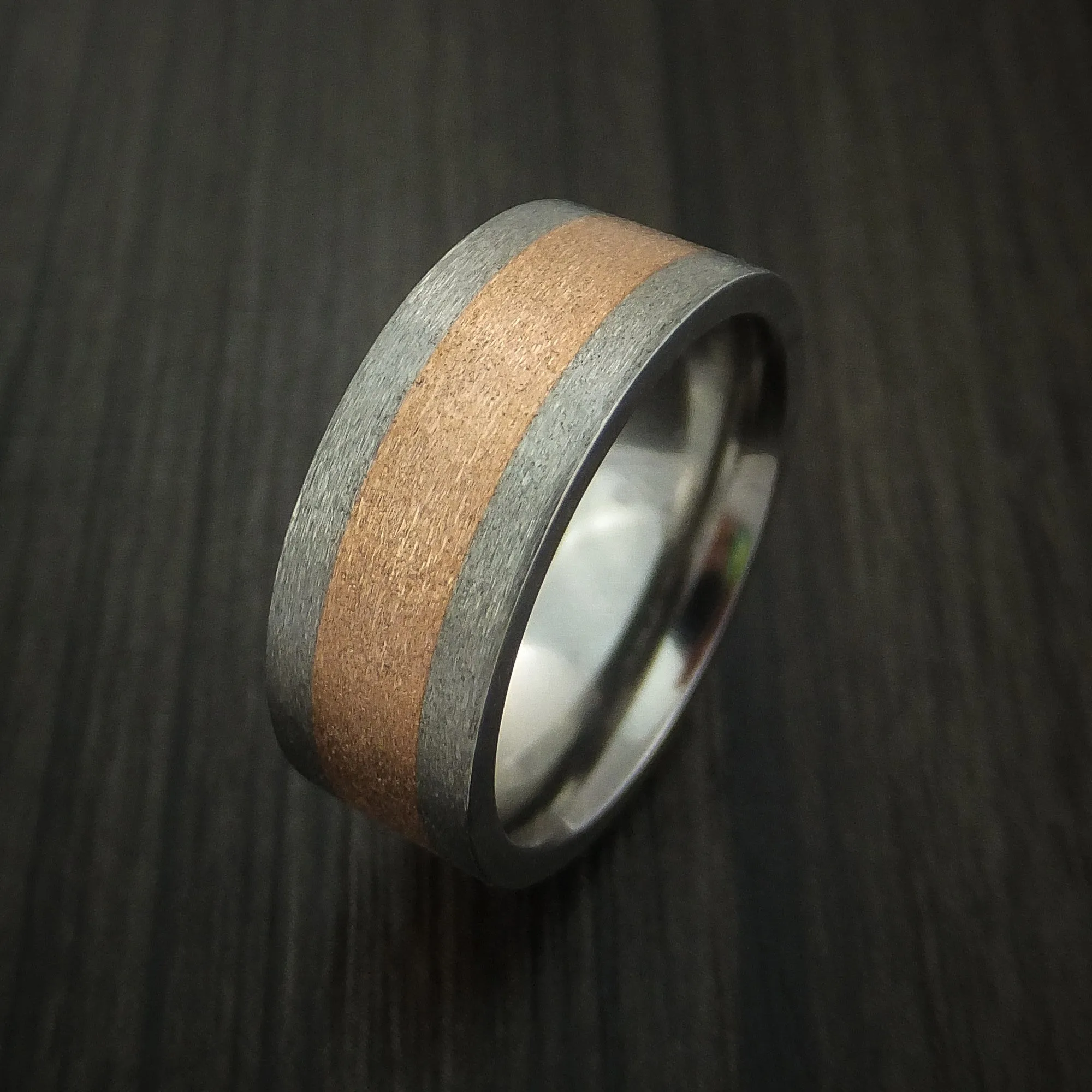 14k Rose Gold and Titanium Band Custom Made Men's Ring