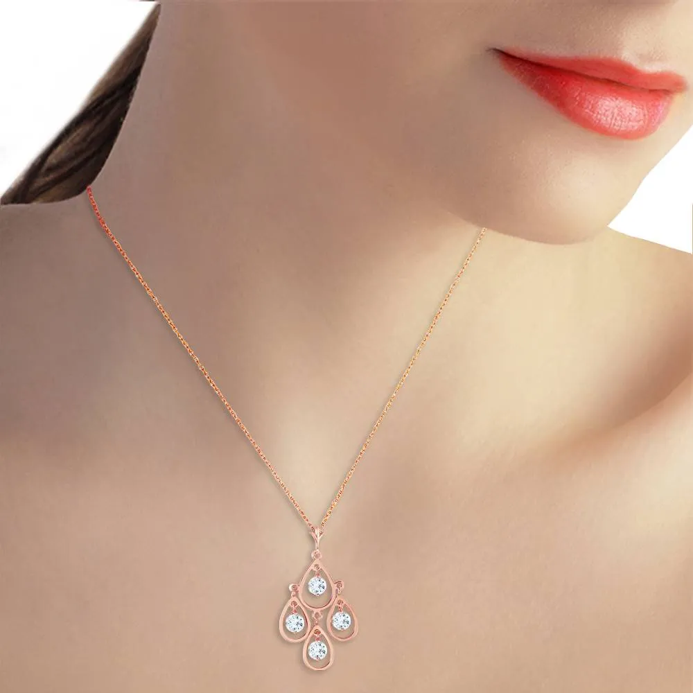 14K Solid Rose Gold Aquamarines Necklace Certified Series Platinum