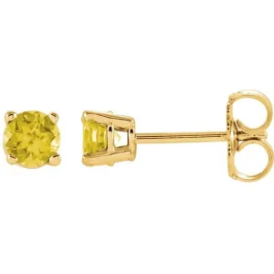 14K Yellow 4 mm Natural Yellow Sapphire Stud Earrings with Friction Post