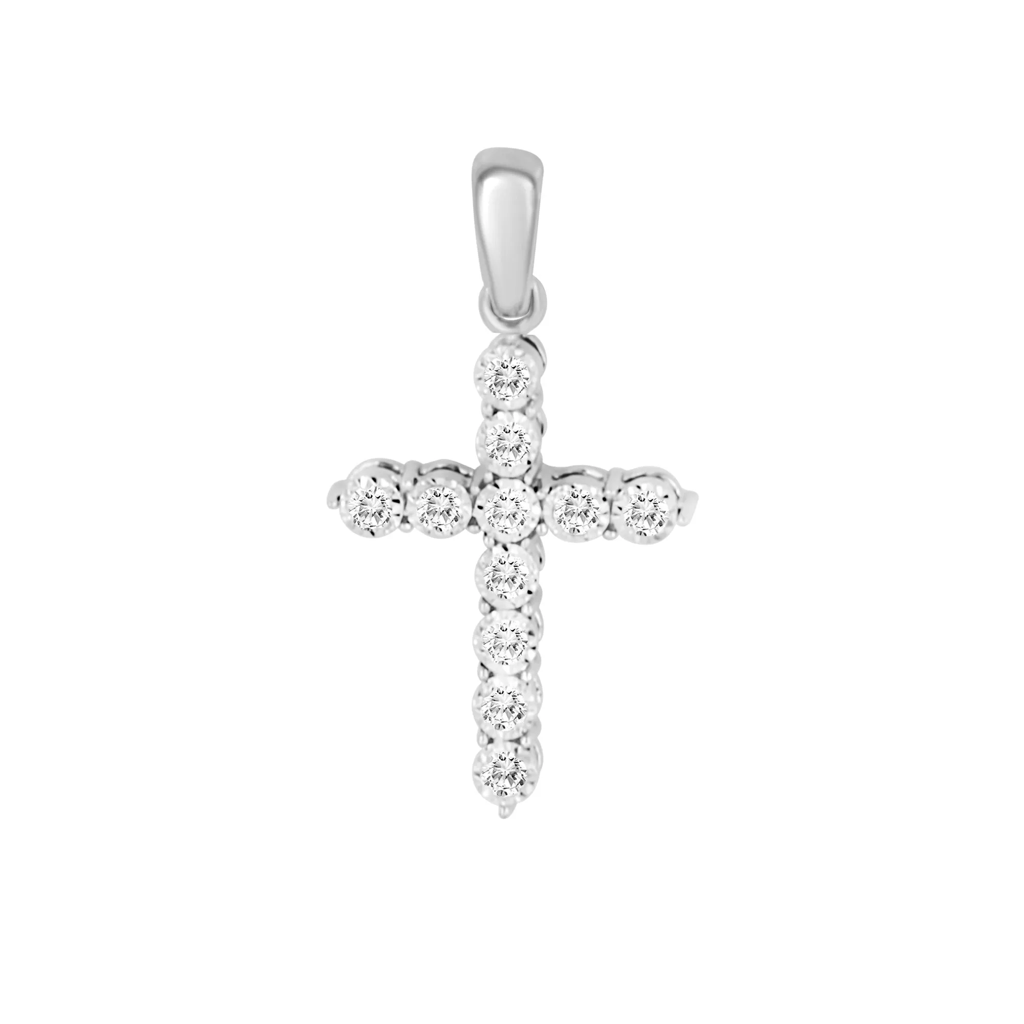 14KW 11D0.08CT CROSS Pendant   (118P116844W14-CR)