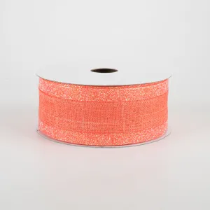 1.5" Canvas On Satin Glitter Ribbon: Dark Coral (10 Yards)